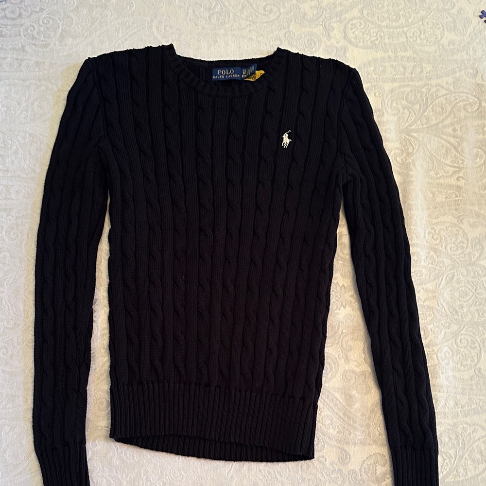 Polo by Ralph Lauren Black Cable Knit Sweater